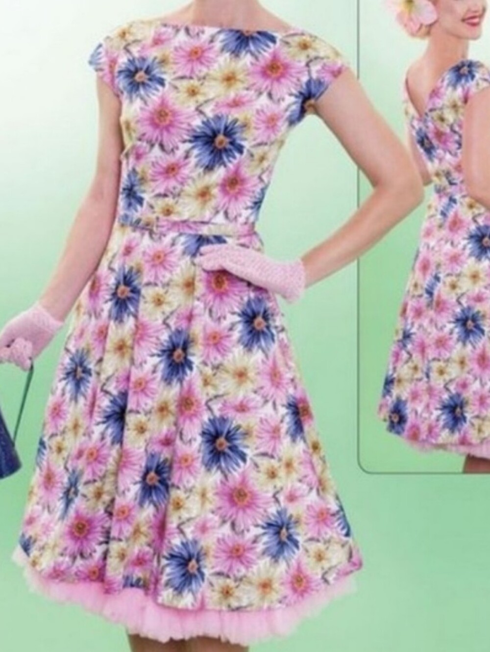 Tatyana Annie's Garden Pink Daisy Floral Swing Dress